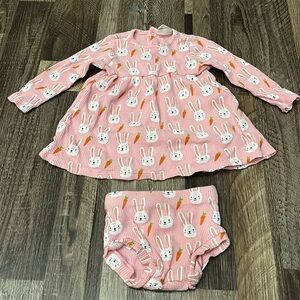 Organic Waffle Simple Dress & Bloomer